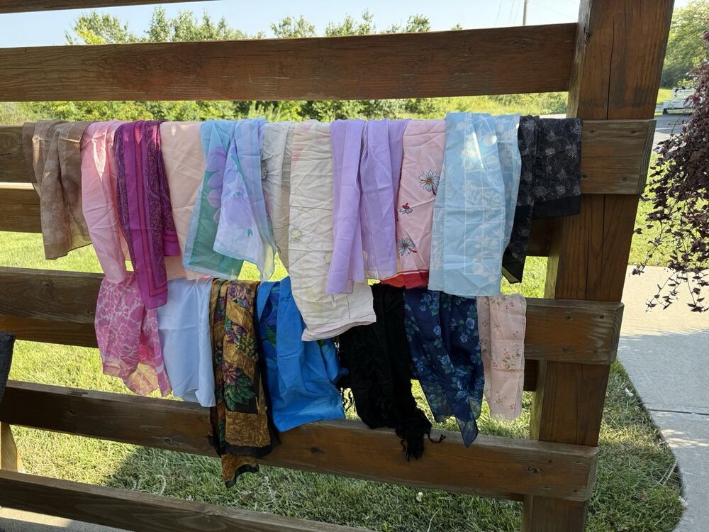 Lot of 18 Different VTG Scarves Square Multi-Color Various Cloth Blends